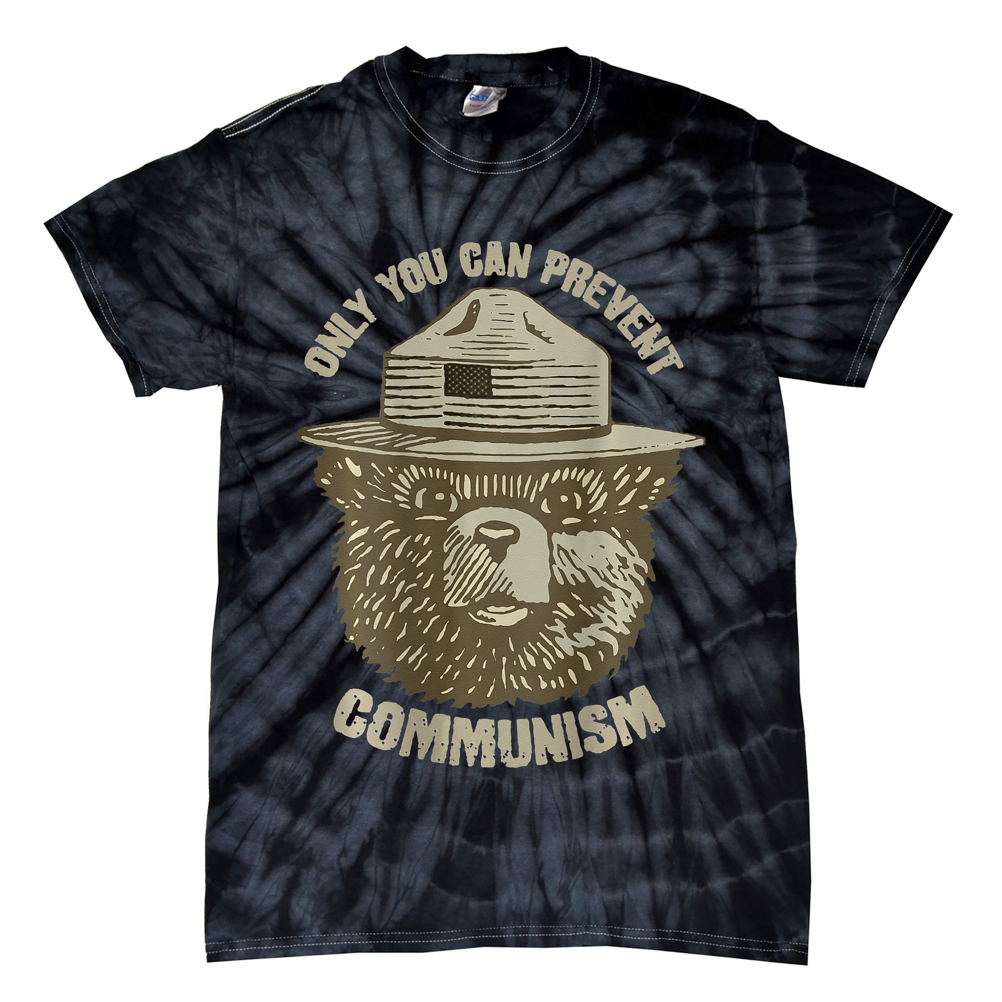 Only You Can Prevent Communism Camping Bear Tie-Dye T-Shirt