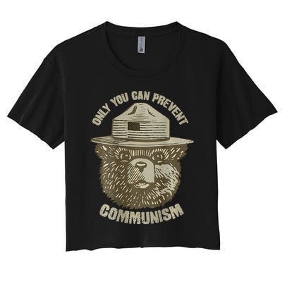 Only You Can Prevent Communism Camping Bear Crop Top