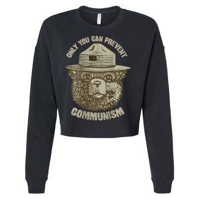 Only You Can Prevent Communism Camping Bear Cropped Pullover Crew