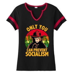 On You Can Prevent Socialism Bear Ladies Halftime Notch Neck Tee