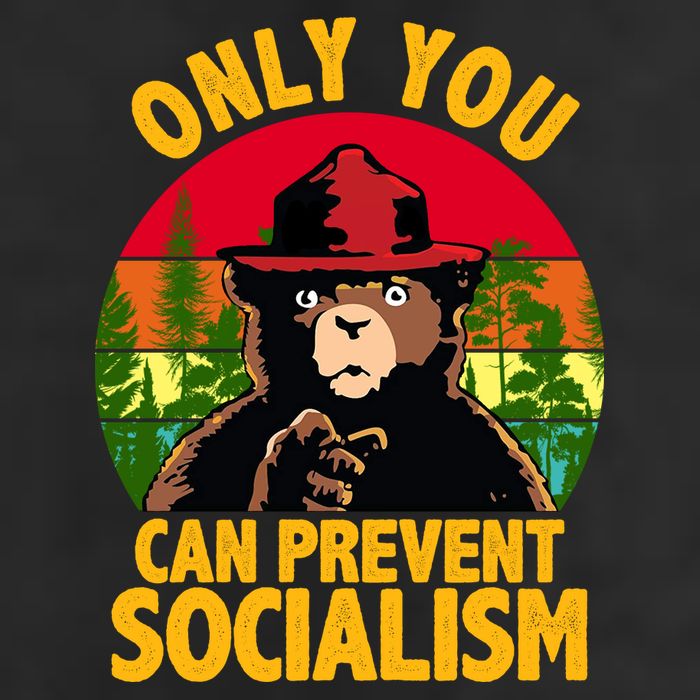 On You Can Prevent Socialism Bear 7 Panel Mesh Trucker Snapback Hat