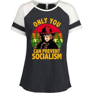 On You Can Prevent Socialism Bear Enza Ladies Jersey Colorblock Tee