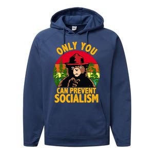 On You Can Prevent Socialism Bear Performance Fleece Hoodie