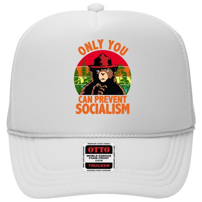 On You Can Prevent Socialism Bear High Crown Mesh Back Trucker Hat