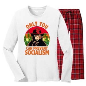 On You Can Prevent Socialism Bear Women's Long Sleeve Flannel Pajama Set 