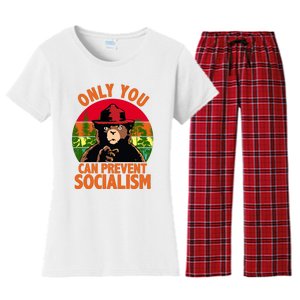 On You Can Prevent Socialism Bear Women's Flannel Pajama Set