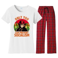 On You Can Prevent Socialism Bear Women's Flannel Pajama Set