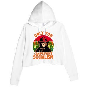 On You Can Prevent Socialism Bear Crop Fleece Hoodie