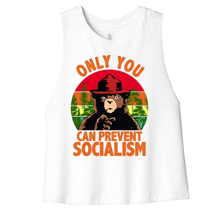 On You Can Prevent Socialism Bear Women's Racerback Cropped Tank