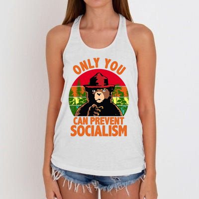 On You Can Prevent Socialism Bear Women's Knotted Racerback Tank