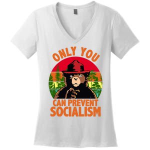 On You Can Prevent Socialism Bear Women's V-Neck T-Shirt