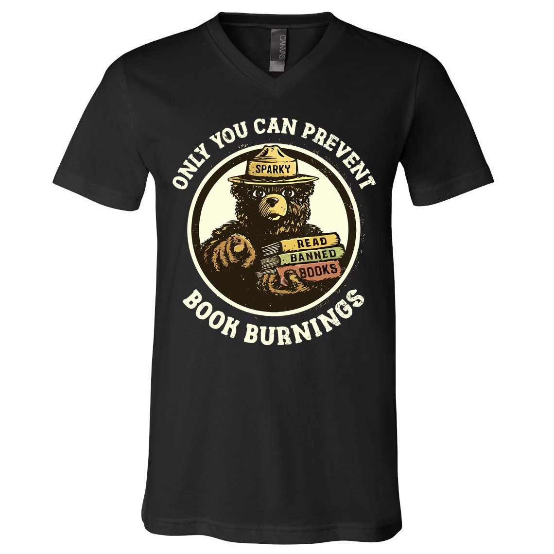Only You Can Prevent Book Burnings Banned Books Awareness V-Neck T-Shirt