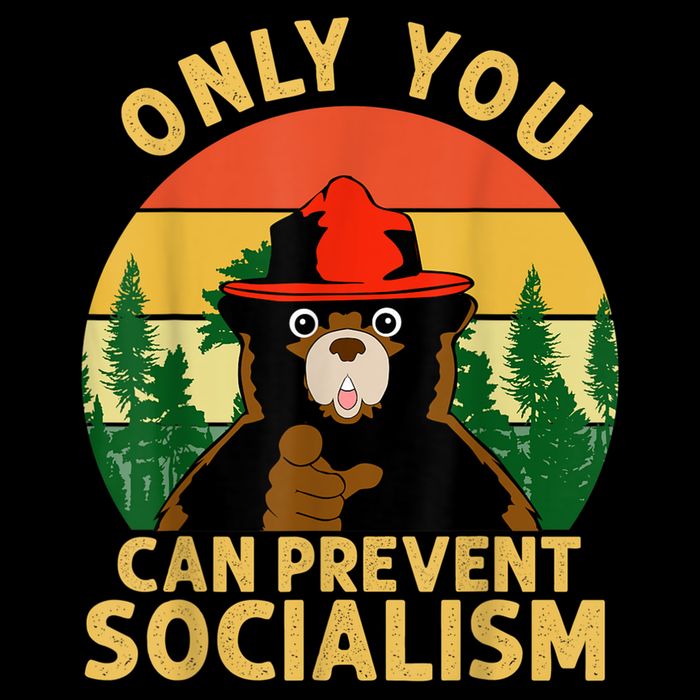 Only You Can Prevent Socialism Bear Camping Vintage Anti Apron