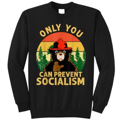 Only You Can Prevent Socialism Bear Camping Vintage Anti Sweatshirt