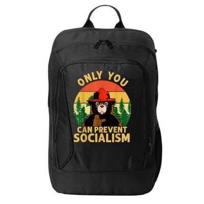Only You Can Prevent Socialism Bear Camping Vintage Anti City Backpack