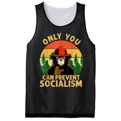 Only You Can Prevent Socialism Bear Camping Vintage Anti Mesh Reversible Basketball Jersey Tank