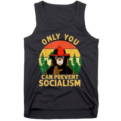 Only You Can Prevent Socialism Bear Camping Vintage Anti Tank Top