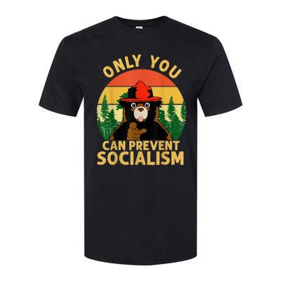 Only You Can Prevent Socialism Bear Camping Vintage Anti Softstyle CVC T-Shirt