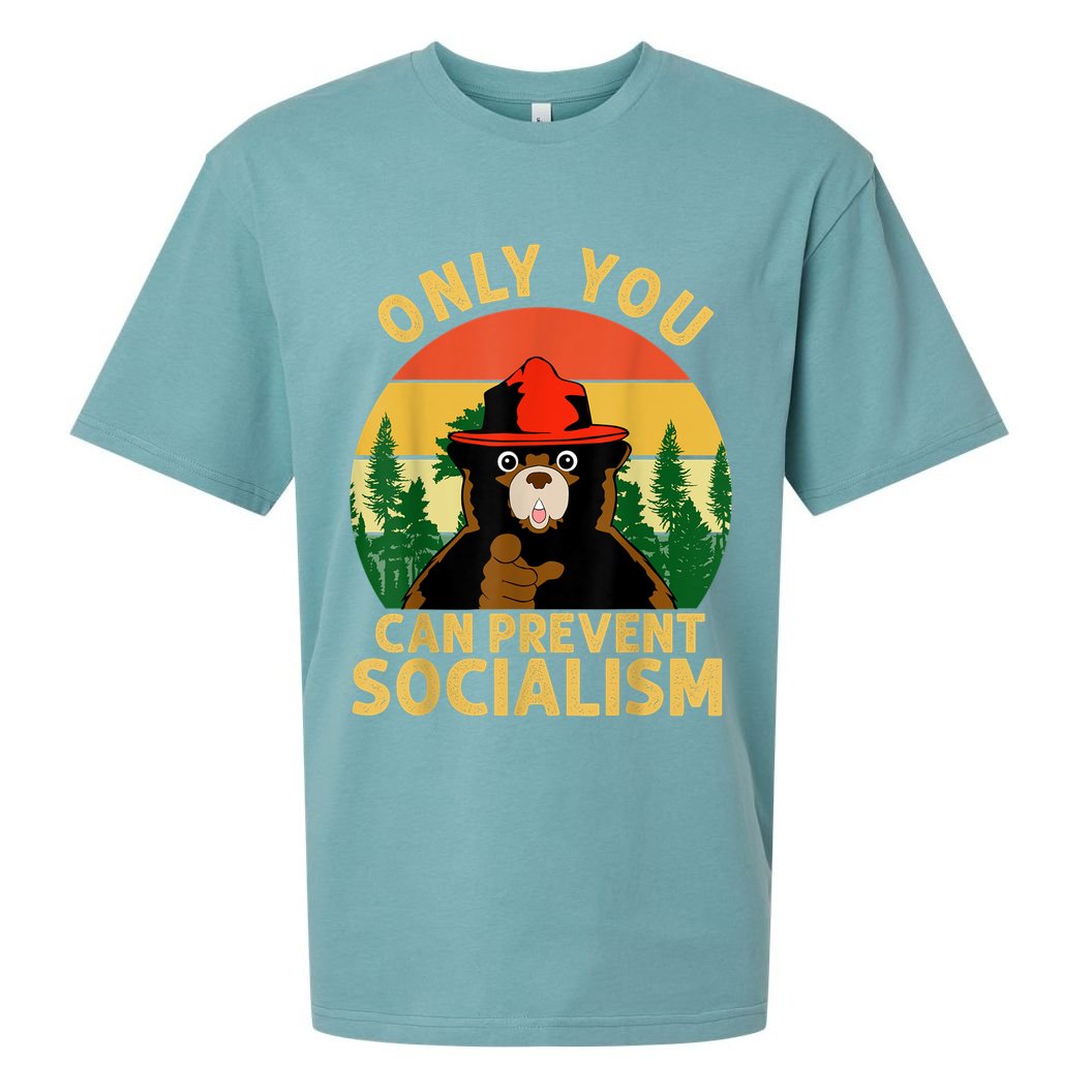 Only You Can Prevent Socialism Bear Camping Vintage Anti Sueded Cloud Jersey T-Shirt