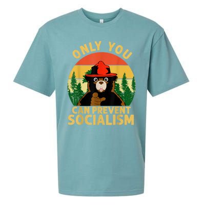 Only You Can Prevent Socialism Bear Camping Vintage Anti Sueded Cloud Jersey T-Shirt