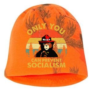 Only You Can Prevent Socialism Bear Wearing Hat MAGA Smokey Kati - Camo Knit Beanie