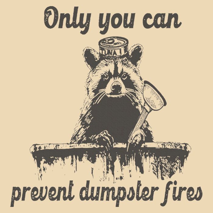 Only You Can Prevent Dumpster Fires Raccoon Meme Drawstring Bag