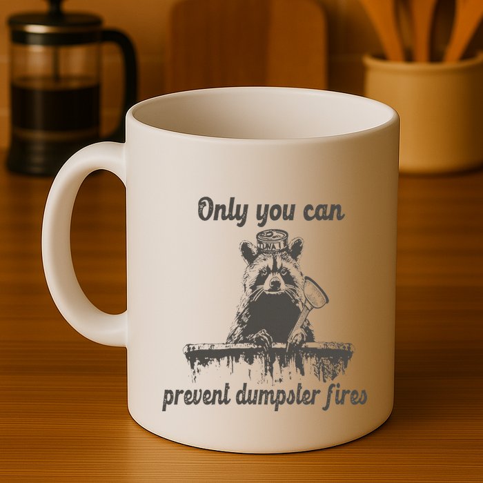 Only You Can Prevent Dumpster Fires Raccoon Meme Mug