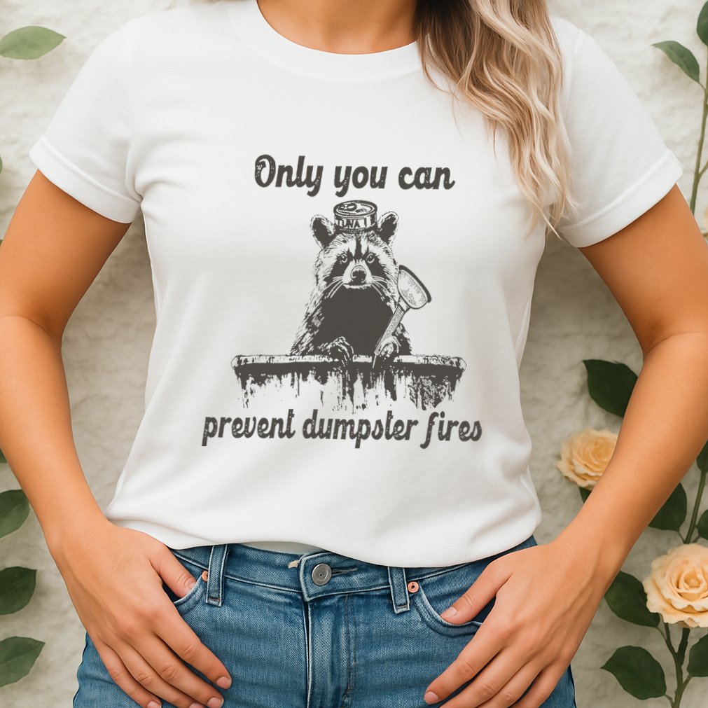 Only You Can Prevent Dumpster Fires Raccoon Meme Womens T-Shirt