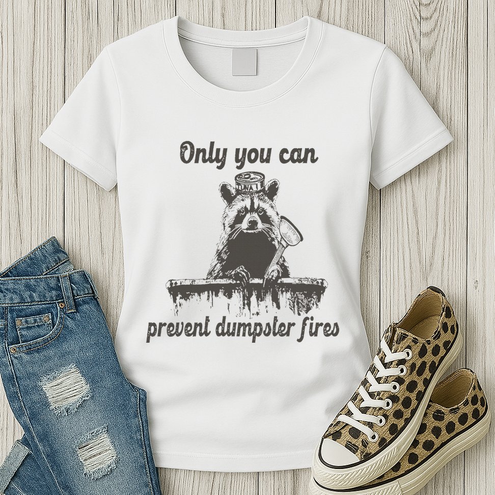 Only You Can Prevent Dumpster Fires Raccoon Meme Womens T-Shirt