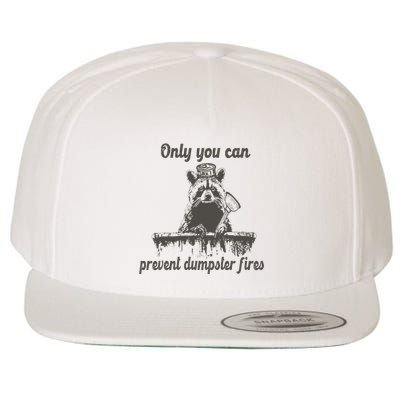 Only You Can Prevent Dumpster Fires Raccoon Meme Wool Snapback Cap