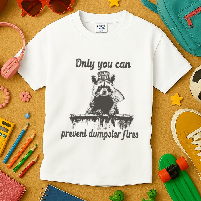 Only You Can Prevent Dumpster Fires Raccoon Meme Kids T-Shirt