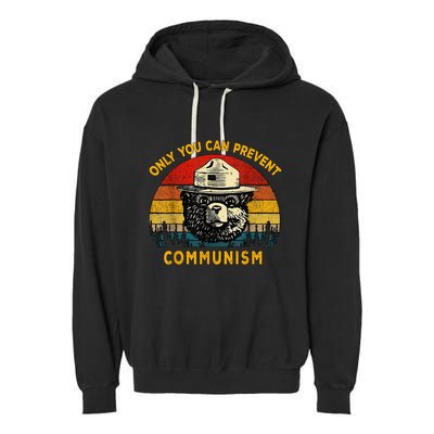 Only You Can Prevent Communism Camping Bear Garment-Dyed Fleece Hoodie