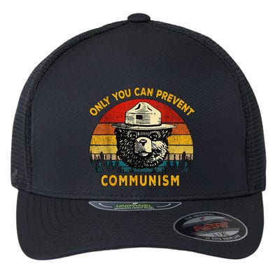 Only You Can Prevent Communism Camping Bear Flexfit Unipanel Trucker Cap