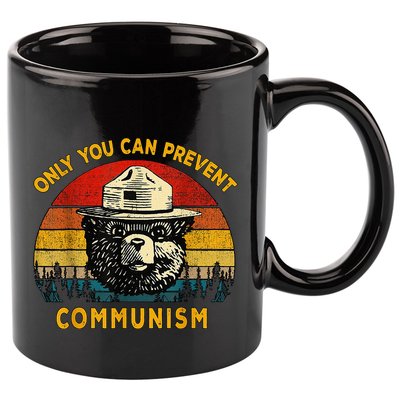 Only You Can Prevent Communism Camping Bear 11oz C Handle Ceramic Mug