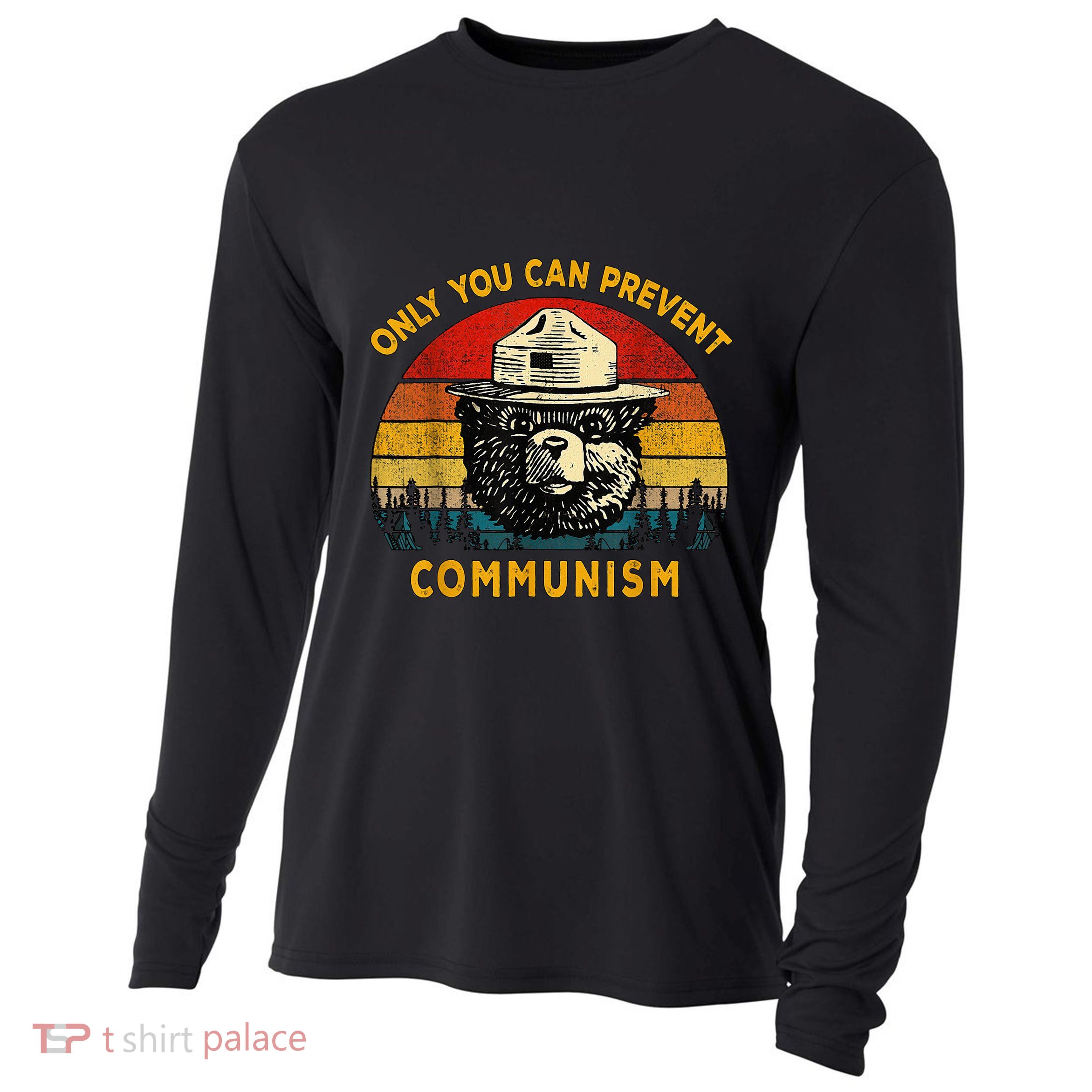 Only You Can Prevent Communism Camping Bear Cooling Performance Long Sleeve Crew