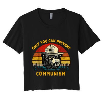 Only You Can Prevent Communism Camping Bear Crop Top