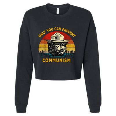 Only You Can Prevent Communism Camping Bear Cropped Pullover Crew