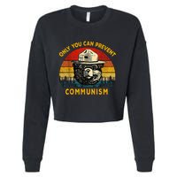 Only You Can Prevent Communism Camping Bear Cropped Pullover Crew