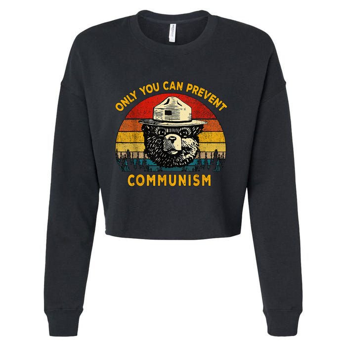 Only You Can Prevent Communism Camping Bear Cropped Pullover Crew
