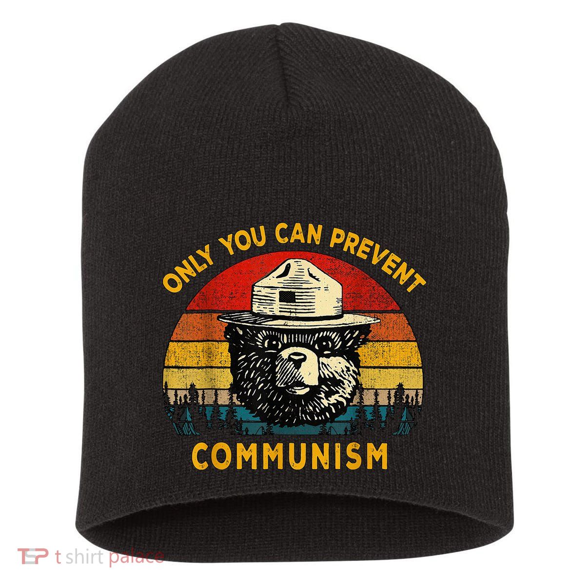Only You Can Prevent Communism Camping Bear Short Acrylic Beanie