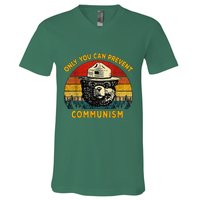Only You Can Prevent Communism Camping Bear V-Neck T-Shirt