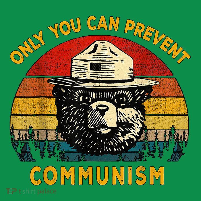 Only You Can Prevent Communism Camping Bear Button