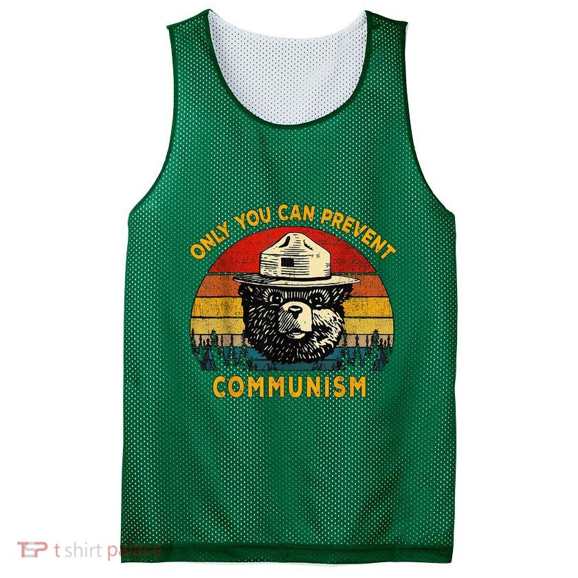 Only You Can Prevent Communism Camping Bear Mesh Reversible Basketball Jersey Tank