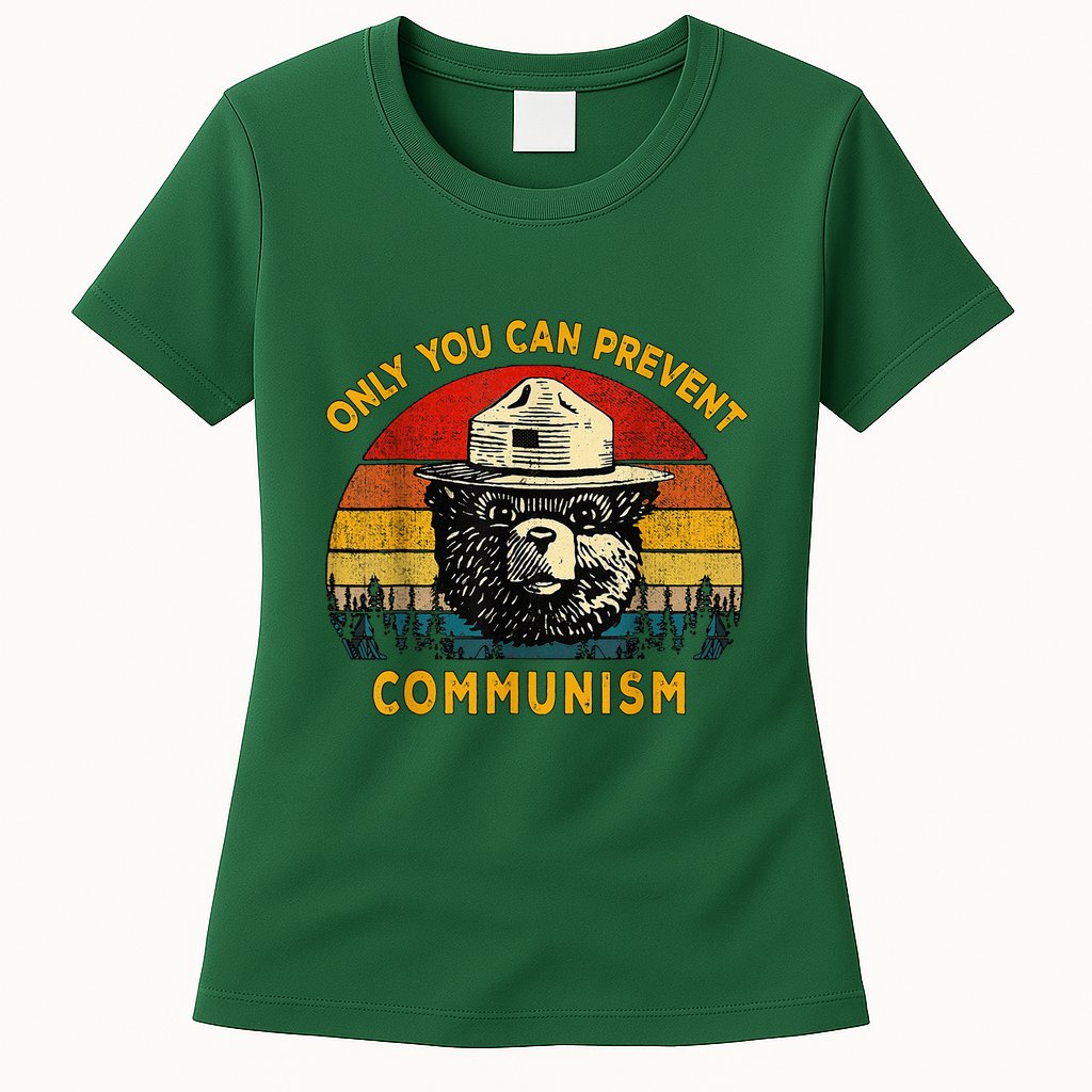 Only You Can Prevent Communism Camping Bear Womens T-Shirt