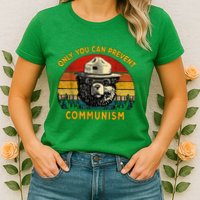 Only You Can Prevent Communism Camping Bear Womens T-Shirt