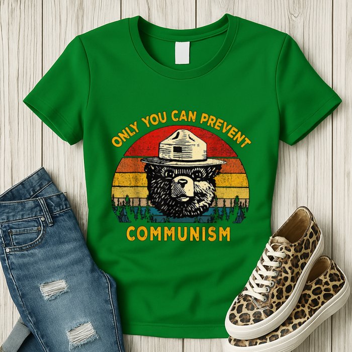 Only You Can Prevent Communism Camping Bear Womens T-Shirt