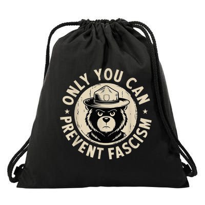 Only You Can Prevent Fascism Bear Drawstring Bag