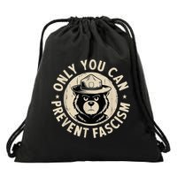 Only You Can Prevent Fascism Bear Drawstring Bag