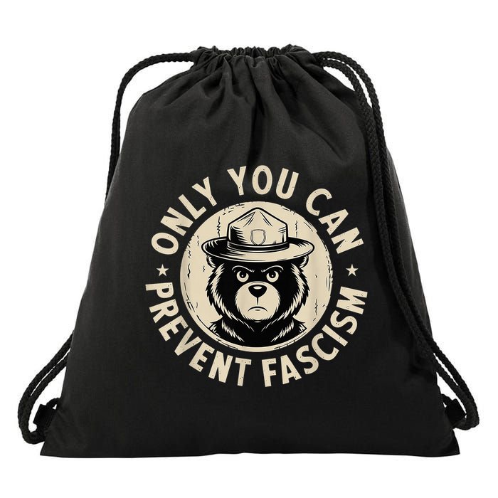 Only You Can Prevent Fascism Bear Drawstring Bag