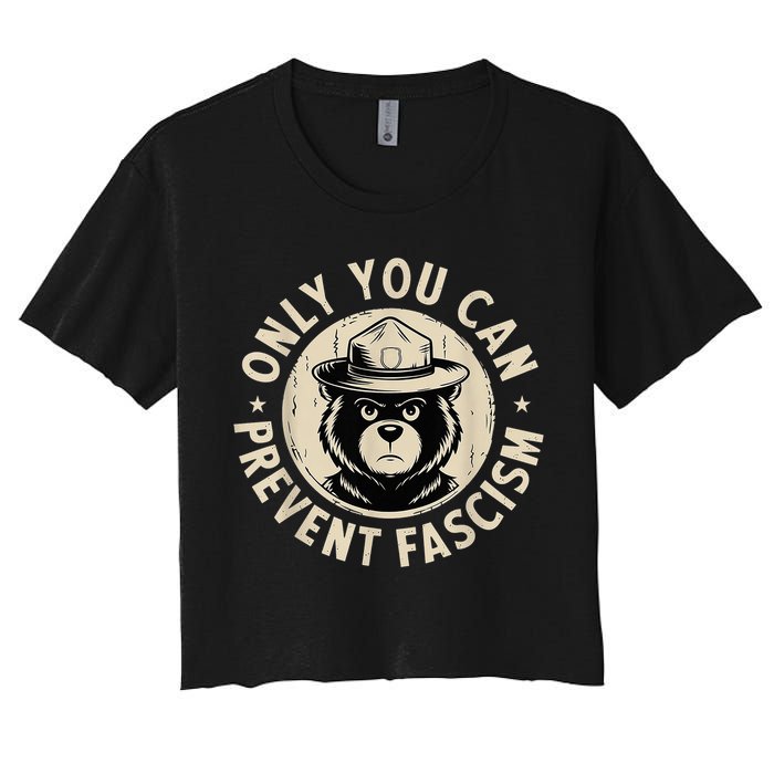 Only You Can Prevent Fascism Bear Crop Top